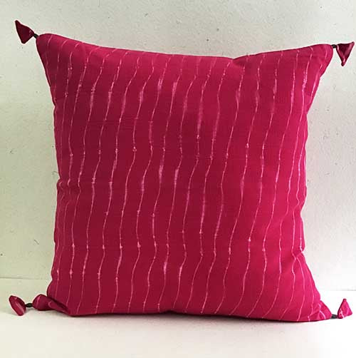 Fuscia Lehariya Shibori Cushion Cover