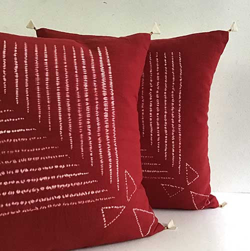 Crimson Kite Shibori Cushion Cover