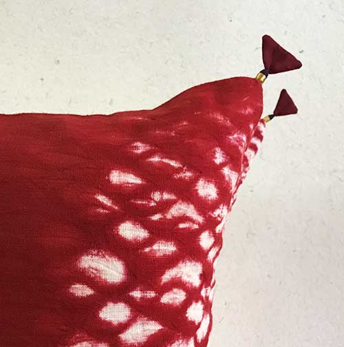 Crimson Ruching Shibori Cushion Cover