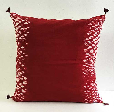 Crimson Ruching Shibori Cushion Cover