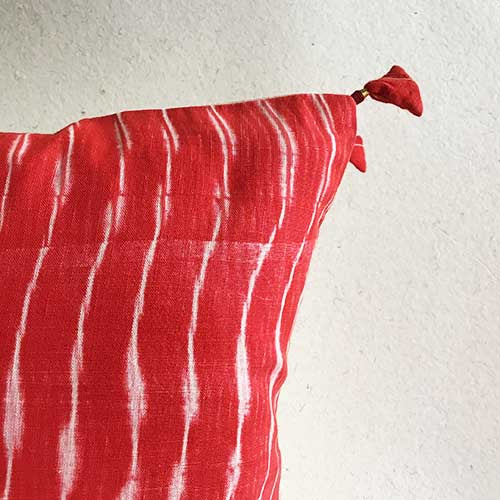 Apple Red Lehariya Shibori Cushion Cover