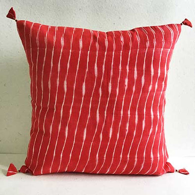 Apple Red Lehariya Shibori Cushion Cover