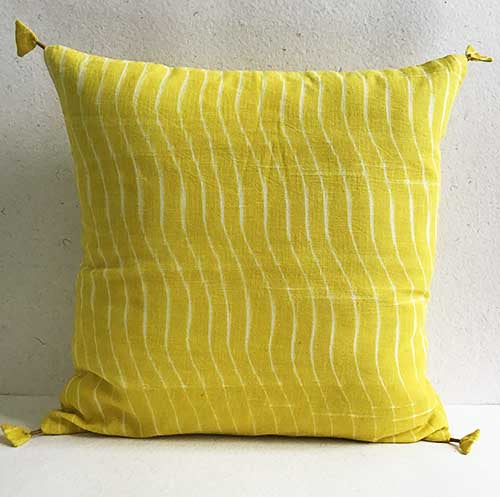 Citrus Lehariya Shibori Cushion Cover