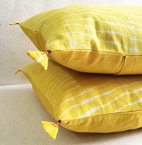 Pineapple Lehariya Shibori Cushion Cover