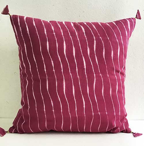 Magenta Lehariya Shibori Cushion Cover