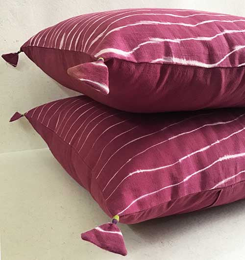 Magenta Lehariya Shibori Cushion Cover