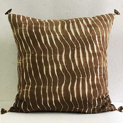 Wood Lehariya Shibori Cushion Cover