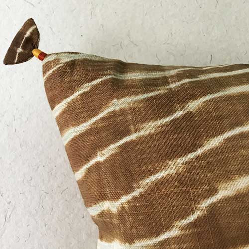 Wood Lehariya Shibori Cushion Cover