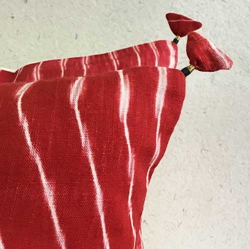 Red Lehariya Shibori Cushion Cover