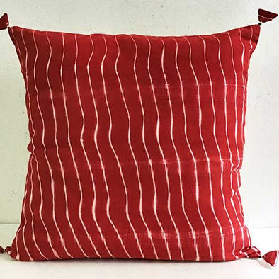 Red Lehariya Shibori Cushion Cover