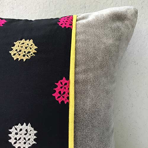 Gunmetal Beauty Banjara Hand Embroidered Cushion Cover