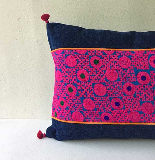 Roseate Hand embroidered Banjara Cushion Cover