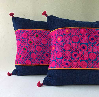 Roseate Hand embroidered Banjara Cushion Cover