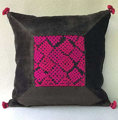 Black Beauty Banjara Hand Embroidered Cushion Cover