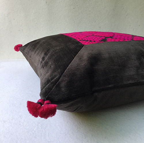 Black Beauty Banjara Hand Embroidered Cushion Cover