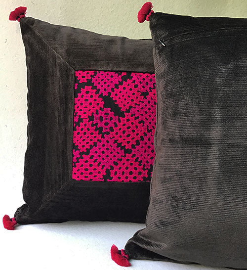 Black Beauty Banjara Hand Embroidered Cushion Cover