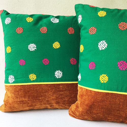 Bronze Beauty Banjara Hand Embroidered Cushion Cover