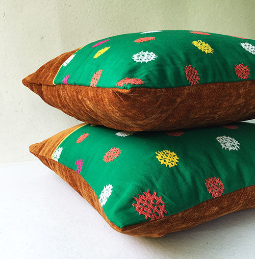 Bronze Beauty Banjara Hand Embroidered Cushion Cover