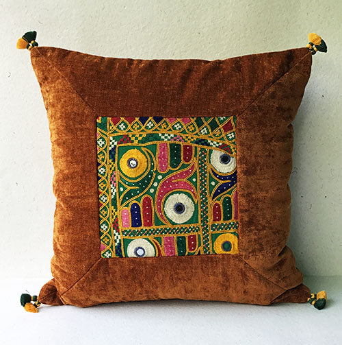 Bronze Wanderer Banjara Hand Embroidered Cushion