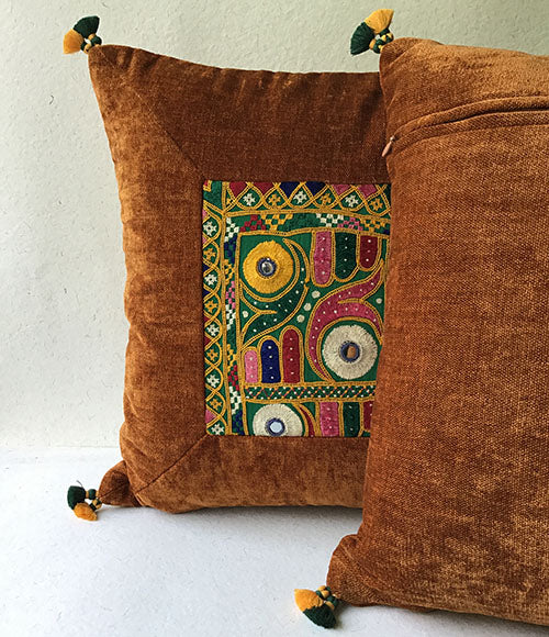 Bronze Wanderer Banjara Hand Embroidered Cushion