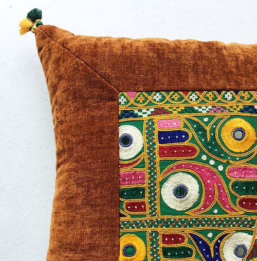 Bronze Wanderer Banjara Hand Embroidered Cushion