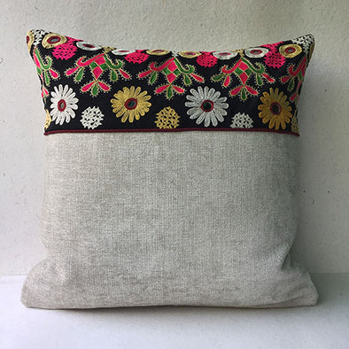 Gunmetal Labani Banjara Hand Embroidered Cushion Cover