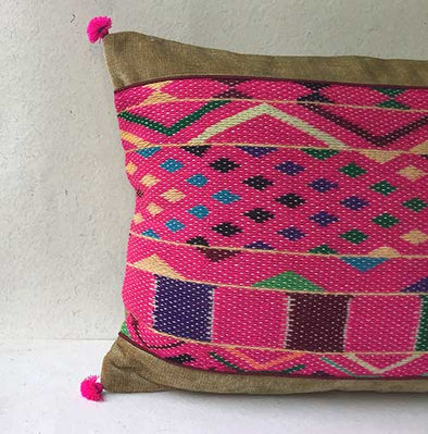 Coral Labani Banjara Hand Embroidered Cushion Cover