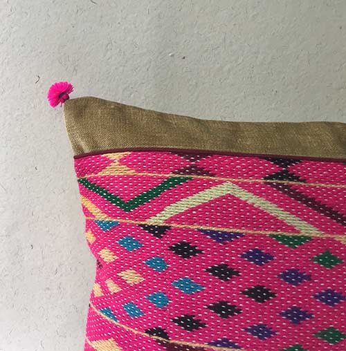 Coral Labani Banjara Hand Embroidered Cushion Cover