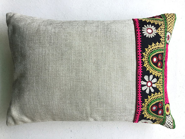 Gunmetal Labani Banjara Hand Embroidered Cushion Cover