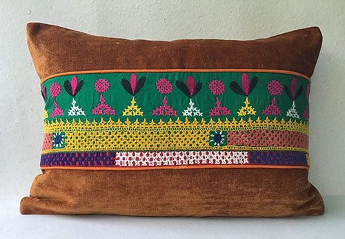 Bronze Labani Banjara Hand Embroidered Cushion Cover