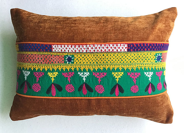 Bronze Labani Banjara Hand Embroidered Cushion Cover