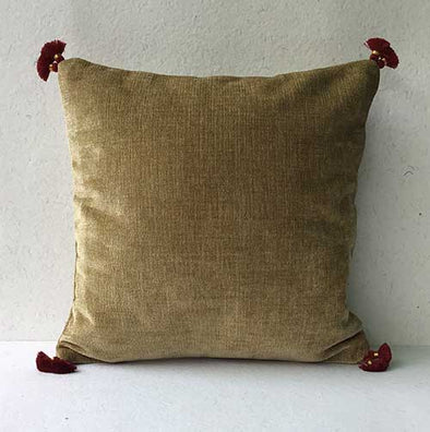 Beige/Rust Velvet Plain Cushion Cover