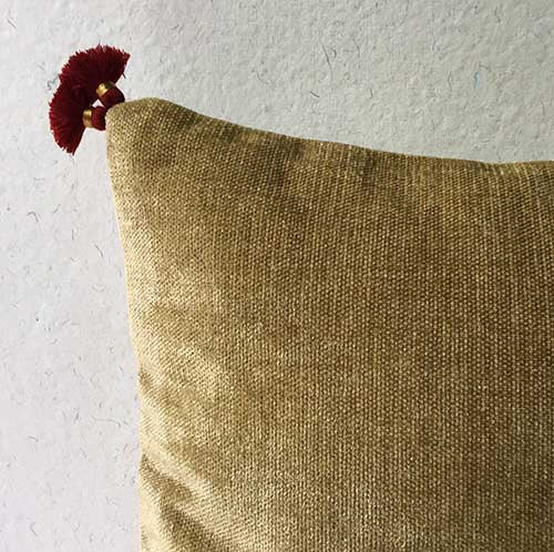 Beige/Rust Velvet Plain Cushion Cover