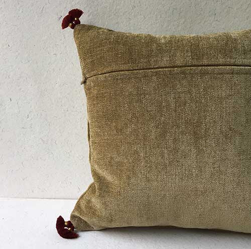 Beige/Rust Velvet Plain Cushion Cover