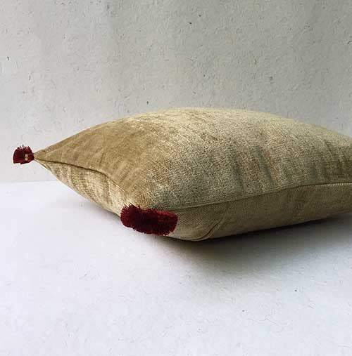 Beige/Rust Velvet Plain Cushion Cover