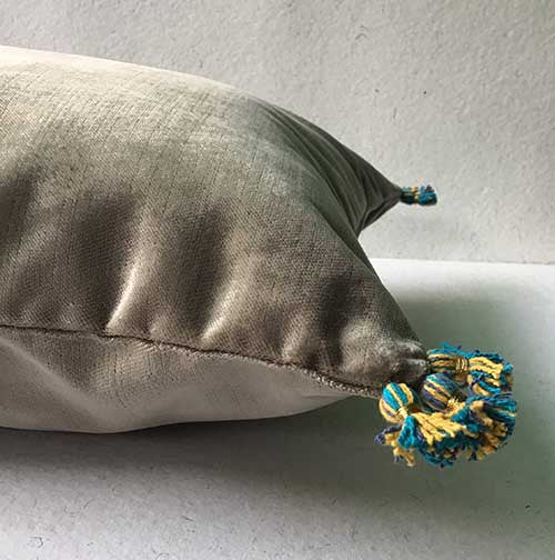 Gun-metal Velvet Plain Lombard Cushion Cover