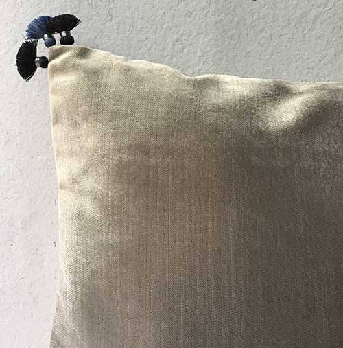 Charcoal/Indigo Velvet Plain Lombard Cushion Cover