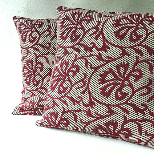 Flowery Impressions Block Printed Cushion