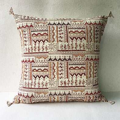 Sunset Warli Tribal Block Printed Cushion
