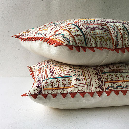 Rainbow Warli Tribal Block Printed Cushion