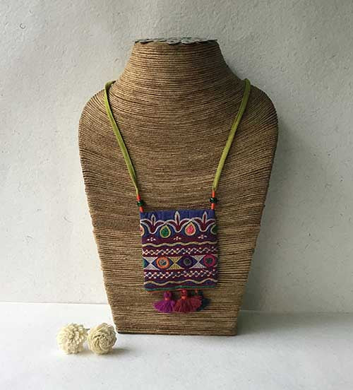 Vadali Blue Hand Embroidered Sustainable Fashion Jewelry Neckpiece