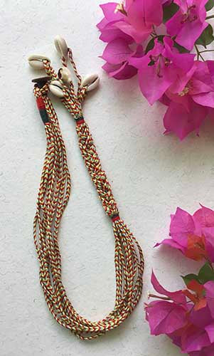 Sindh Beige/Rust cowrie Cotton Dori Neckpiece