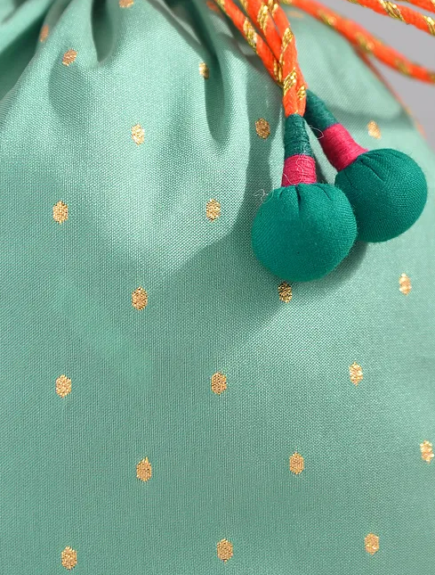 Pista Green Brocade Potli