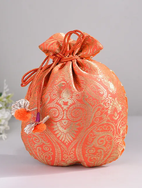 Tangerine Brocade Potli