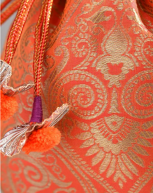 Tangerine Brocade Potli