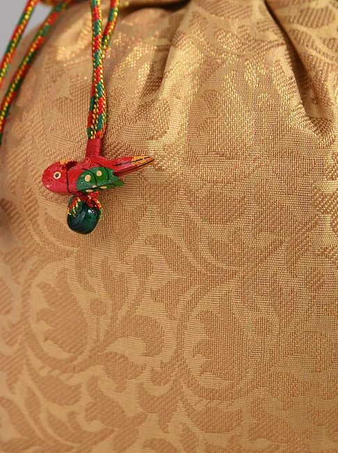 Gold Red Brocade Potli